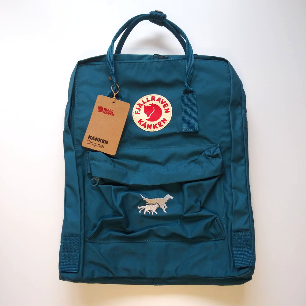 Fjallraven Kanken Backpack Glacier Green Blue After Market Embroidered Dog Cat